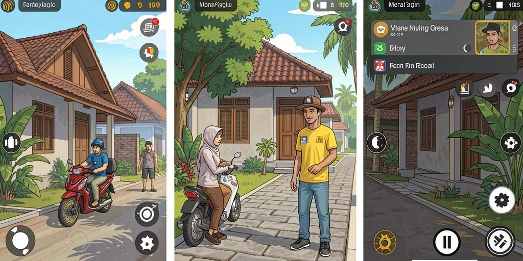 Tampilan karakter dengan kostum unik dan menarik.